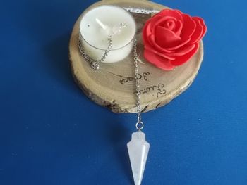 pendule goutte quatz rose 3cm