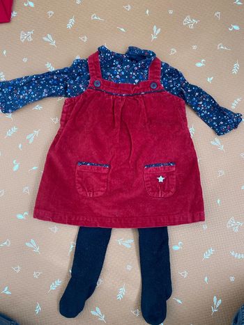 Robe + teeshirt col Claudine + collants 9 mois