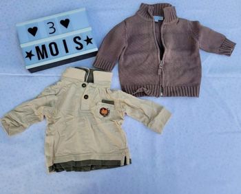 Lot tee shirt et gilet petit kimbaloo 3 mois