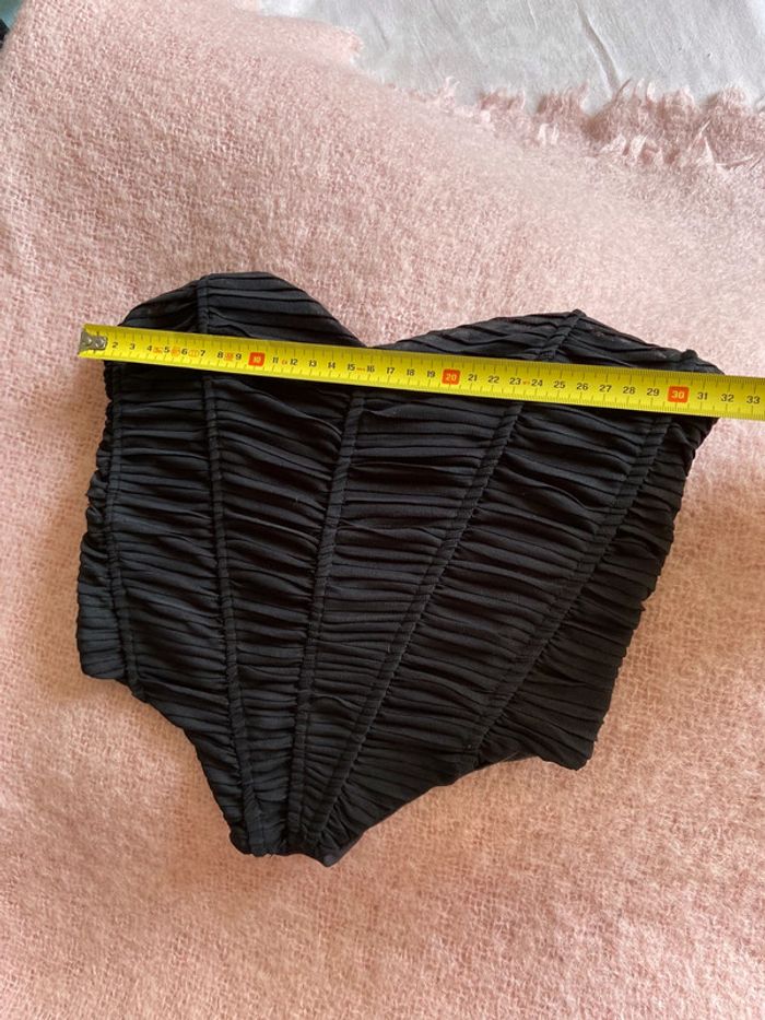 Bustier Bershka noir taille M en tulle plissé - photo numéro 10