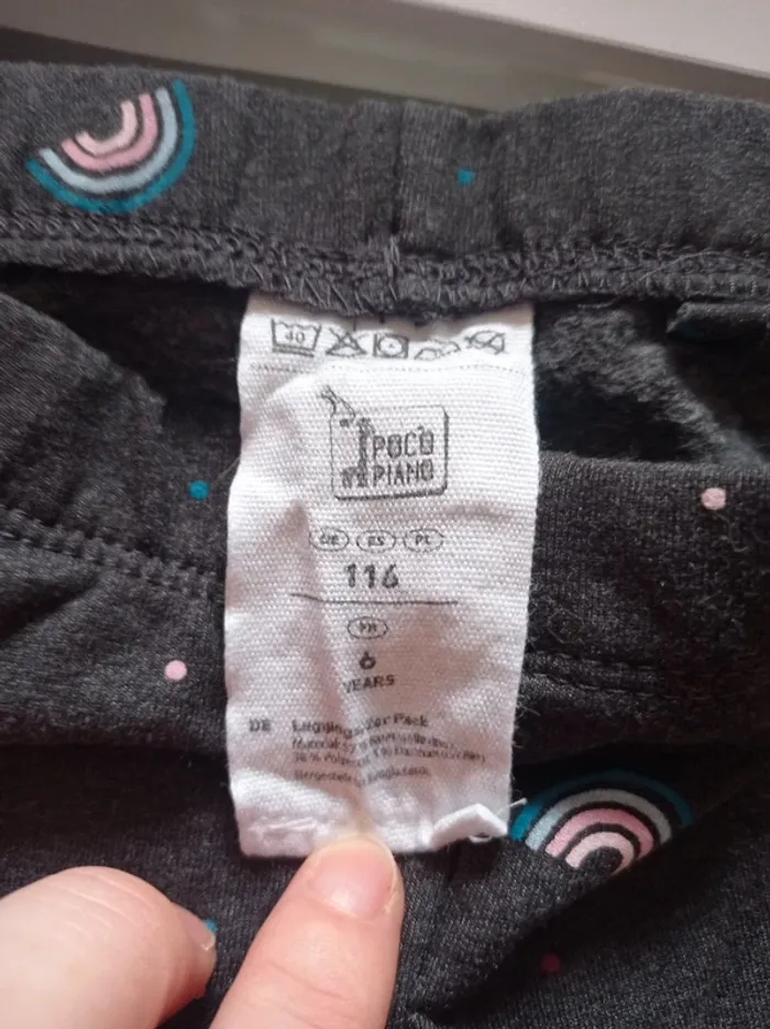 Pantalon élastique gris foncé avec motif pour petite fille - photo numéro 3