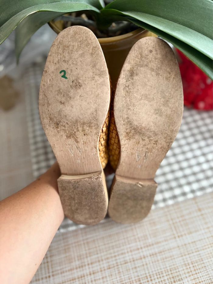 Mules/sandales Vanessa Wu - 100% cuir - moutarde - pointure 36 - photo numéro 5