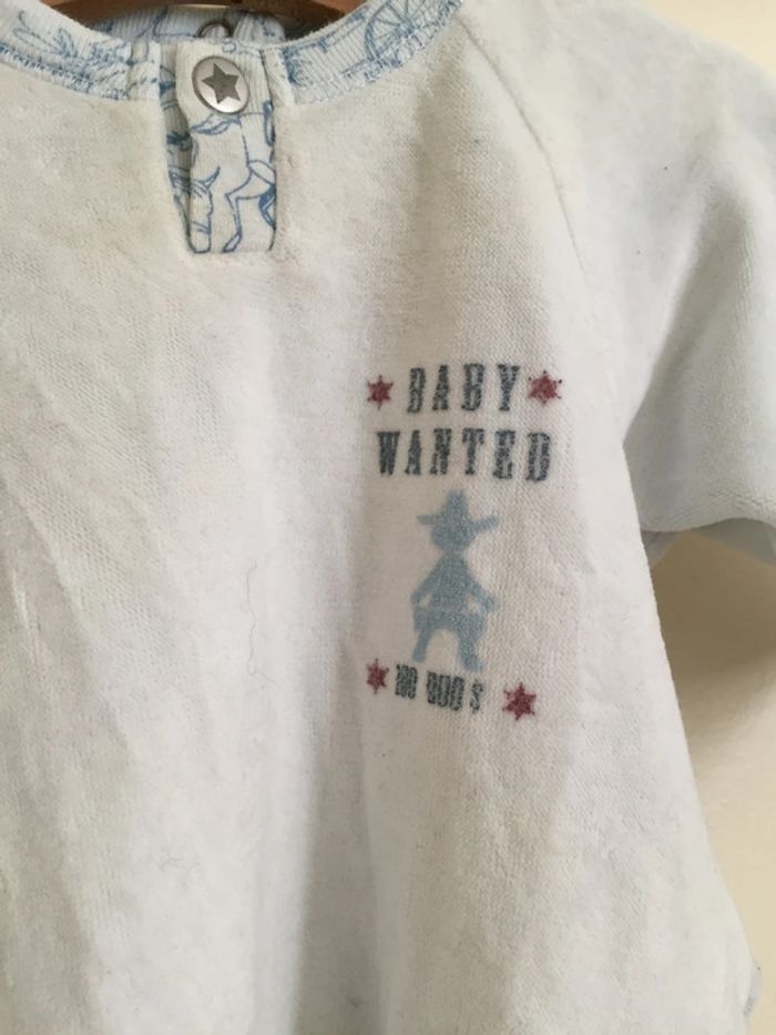 Pyjama velours bleu ciel Petit Bateau - 3 mois - photo numéro 2