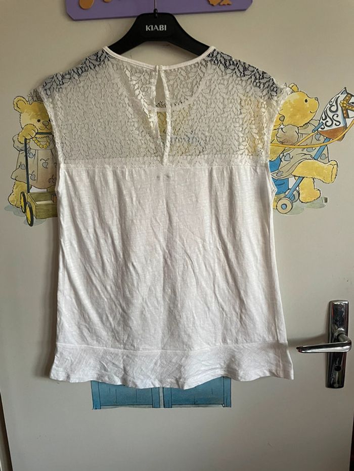 Tee shirt blanc avec joli détail dentelle, taille 14 ans, marque Vertbaudet - photo numéro 2