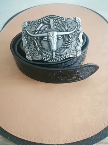 Ceinture de cowboy country taureau argenté