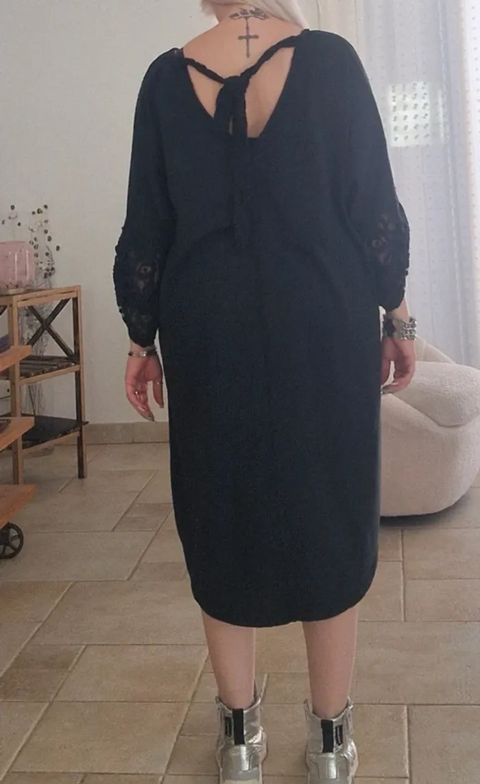 Robe loose oversize Made in italy noir et dentelle - photo numéro 10