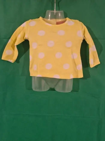 T-shirt manches longues à pois jaune blanc 3 mois Tissaia