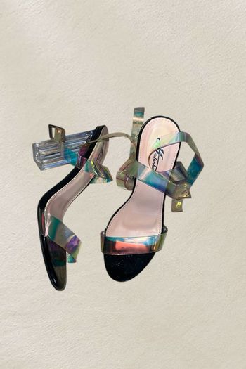 Sandales holographiques à talon transparent 38