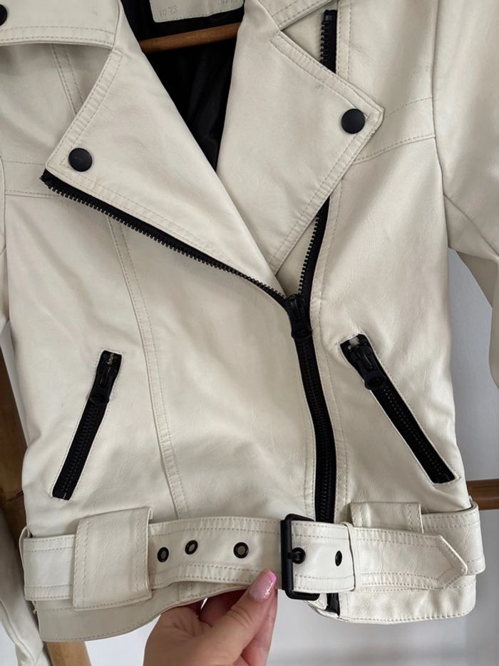 Veste cuir blanche crème - photo numéro 4