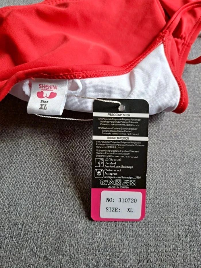 Haut de maillot de bain rouge lacets XL Shekini - photo numéro 3