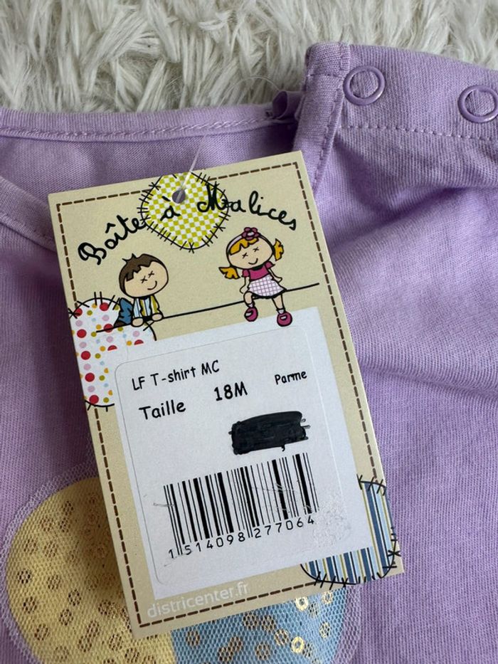 T-shirt violet licorne 🦄 boîte à malices taille 18 mois - photo numéro 4