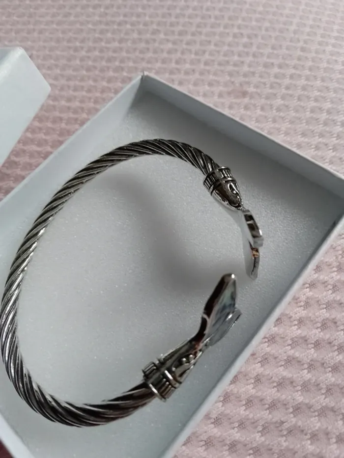 Bracelet vintage double queues de baleine en coquilles d'abalone - photo numéro 3