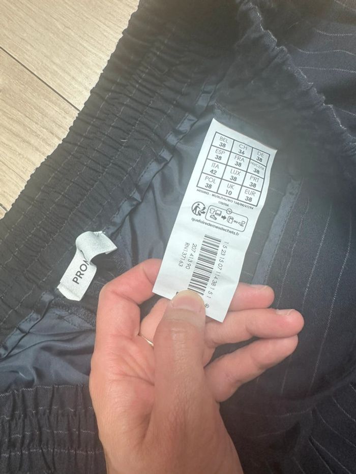 Pantalon marine rayé Promod taille 38 - photo numéro 2