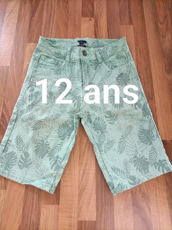 Bermuda short vert motif tropical 12 ans Kiabi