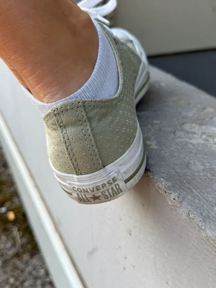 Très jolies baskets basses vert eau femme - photo numéro 2