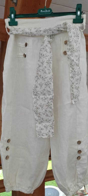 Pantalon blanc 100% lin  taille s
