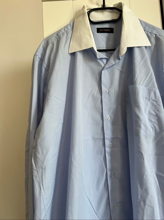 Chemise bleu unie Homme Attore Taille XL - photo numéro 2