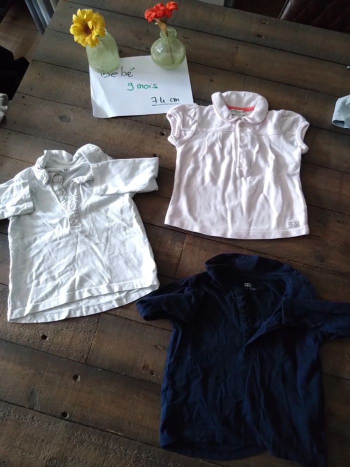 Lot de 3 polos bébé fille de 9 mois 74 cm