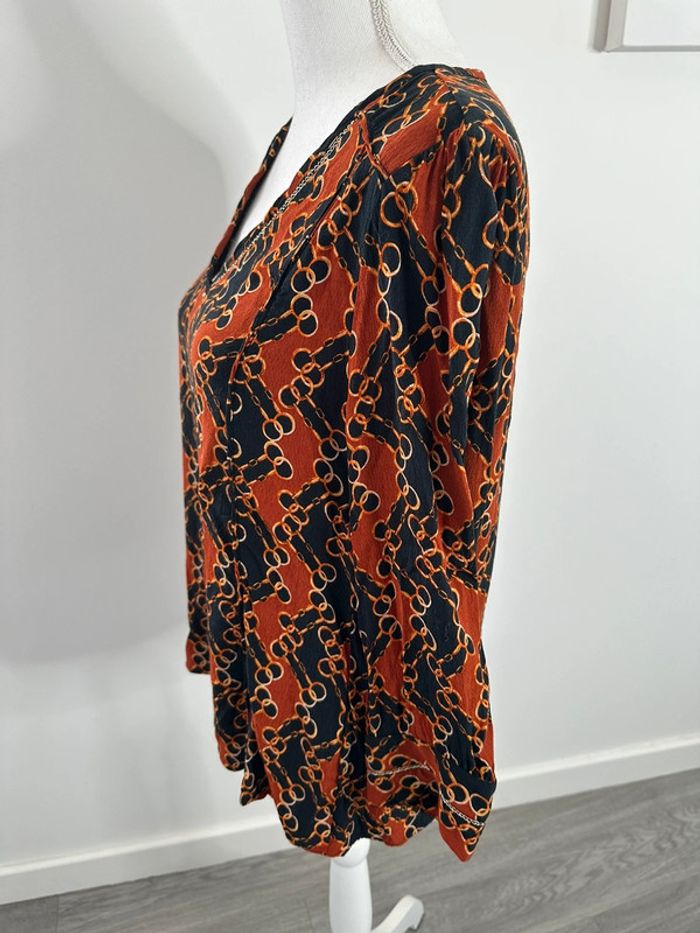Blouse chaines noire dorée et terra cotta Maison 123 T42 XL - photo numéro 4