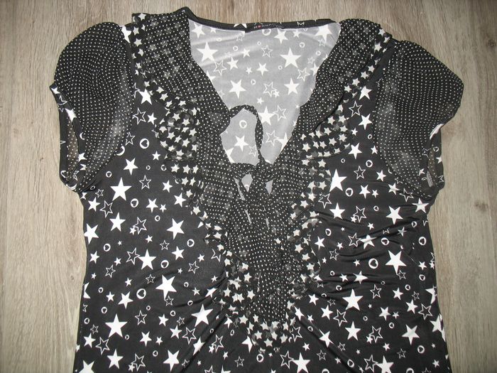 BLOUSE MC NOIRE ET BLANCHE "MORGAN" - TAILLE L - n°01 - photo numéro 2