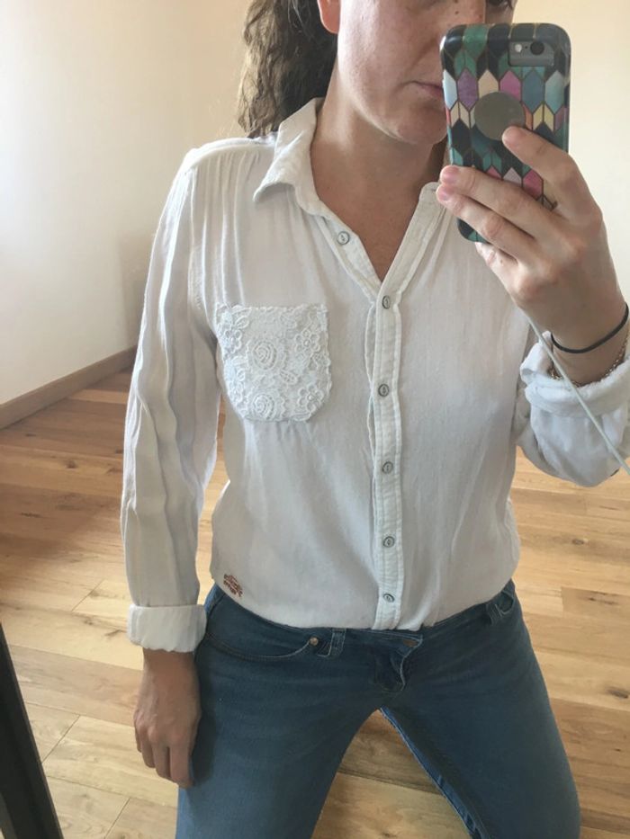 Chemisier blanc coton broderie anglaise dos nu Superdry