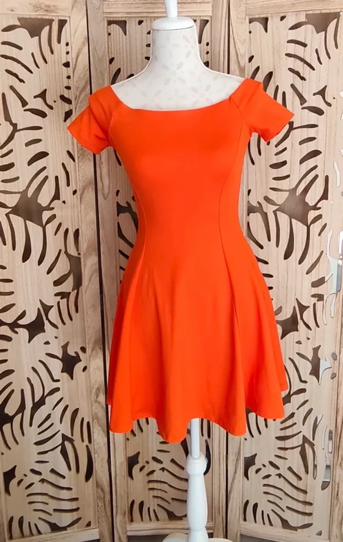 Robe épaules dénudées fluide orange T S Zara - photo numéro 2