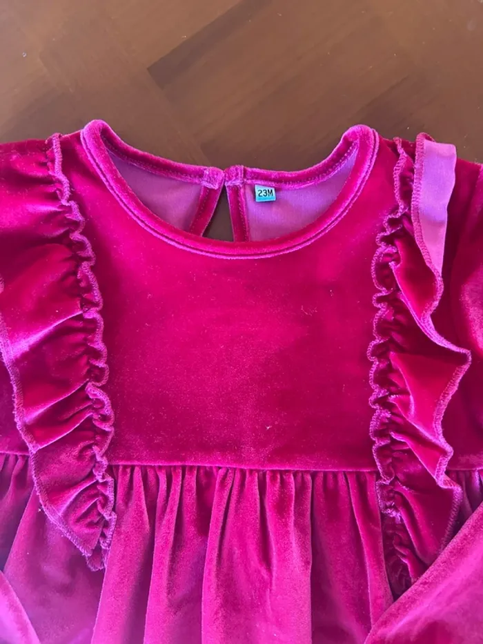 Robe fille en velours, rose taille 23 mois - photo numéro 2