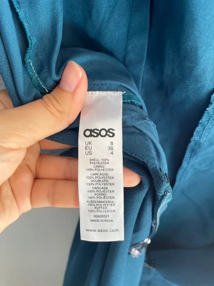 Asos Combinaison Pantalon Bleu Pétrole Sequins T.36 - photo numéro 7