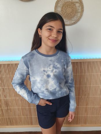 Sweat bleu Tie and Dye Taille 8 ans