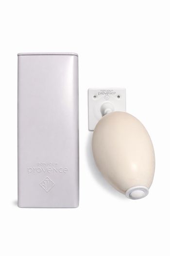 Porte savon écolier blanc laqué et recharge savon ânesse 