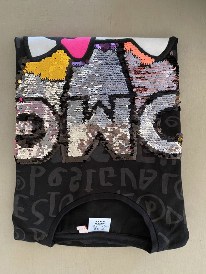Tee shirt Desigual Hello Kitty noir a sequins paillettes taille 11-12 ans - photo numéro 19