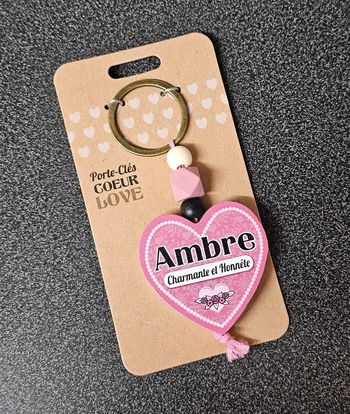 Porte clés cœur en bois