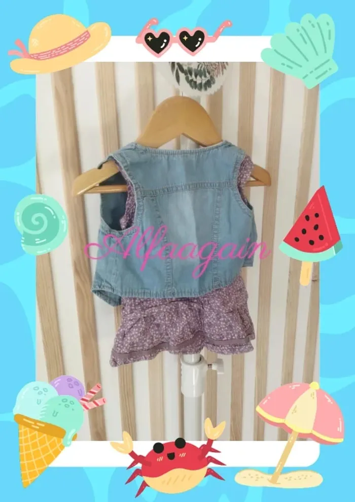 Ensemble blouse et Boléro jean 6mois - photo numéro 10