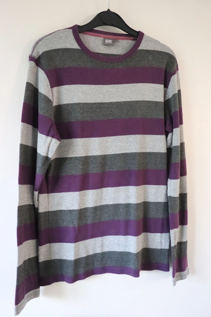 Pull violet à rayures We taille S - photo numéro 2