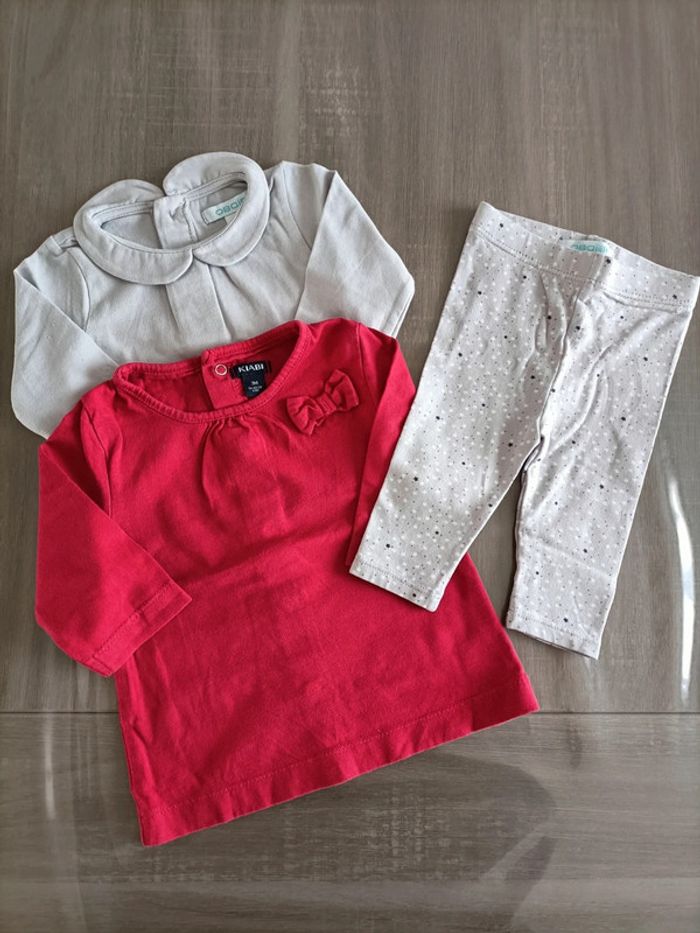 Lot de 2 T Shirts manches longues/legging imprimé Obaibi 3 mois