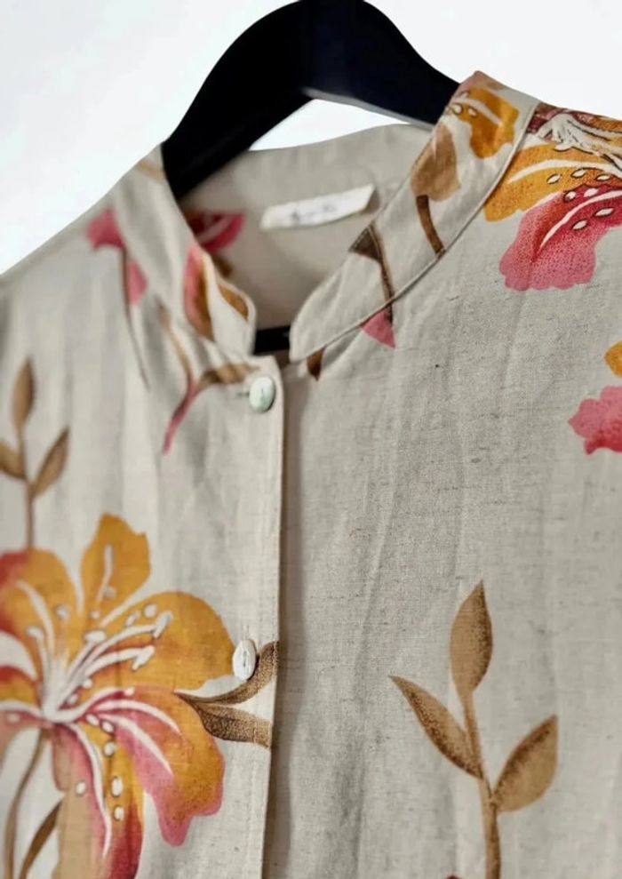Chemise blouse shirt print flowers Agnès Flo Vintage size M/L - photo numéro 7