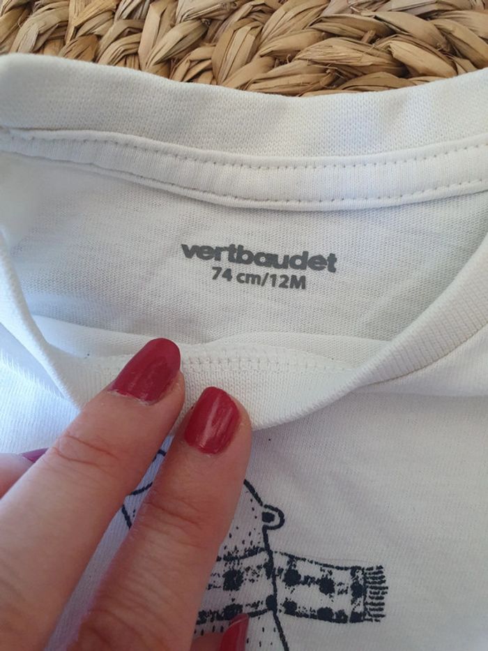 Lot Vertbaudet bébé garçon 12 mois - tee-shirts manches longues et gilet à capuche - photo numéro 7