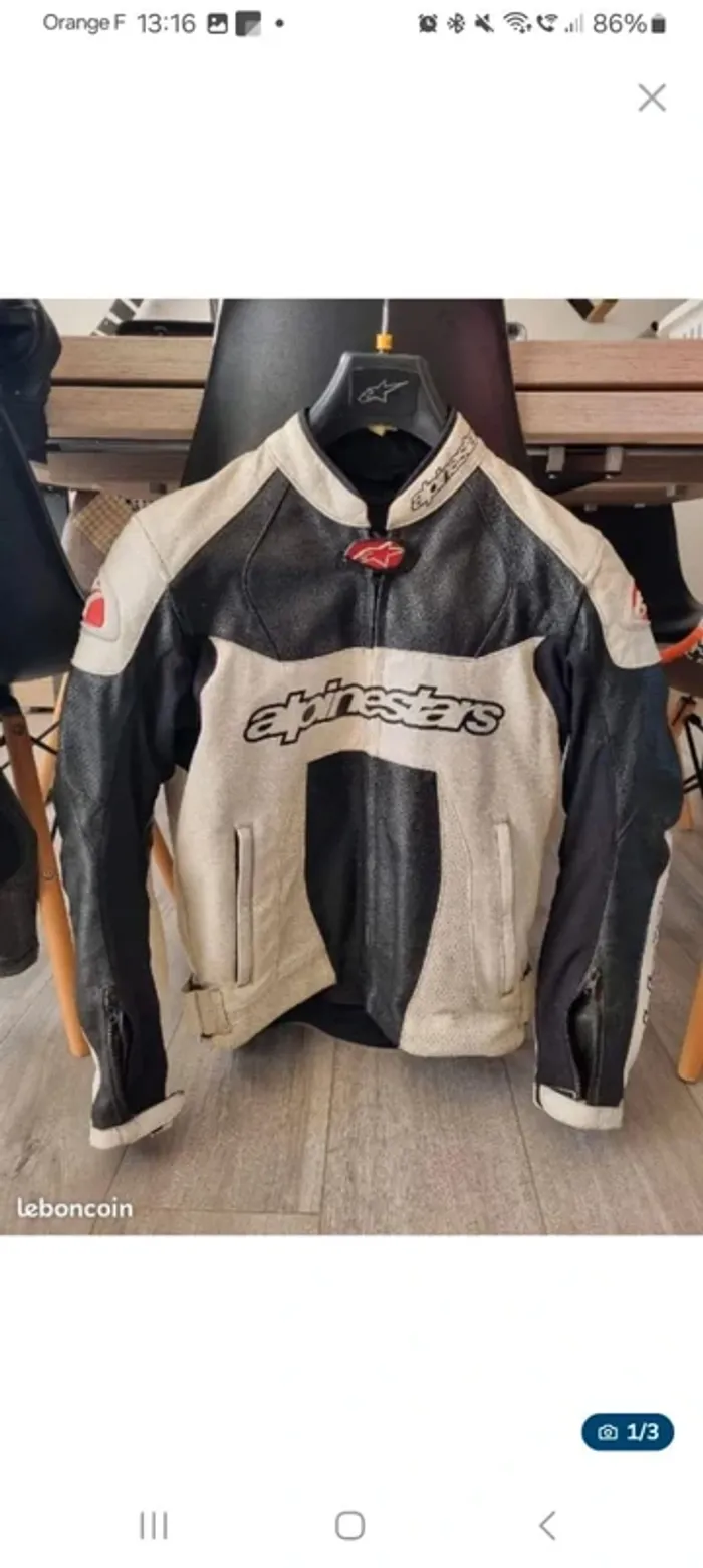 Blouson Alpinestar cuir homme taille 50