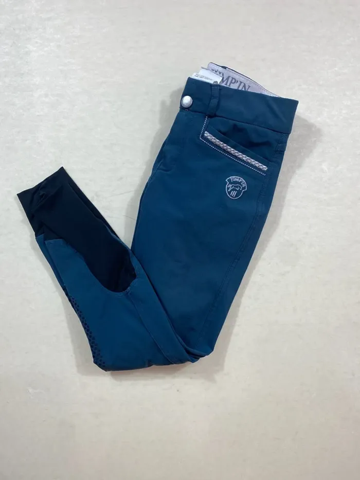 Pantalon équitation Jodhpurs Jump’In France taille 140 10 ans bleu canard