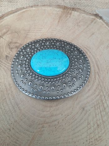 Boucle de ceinture métal et bleu