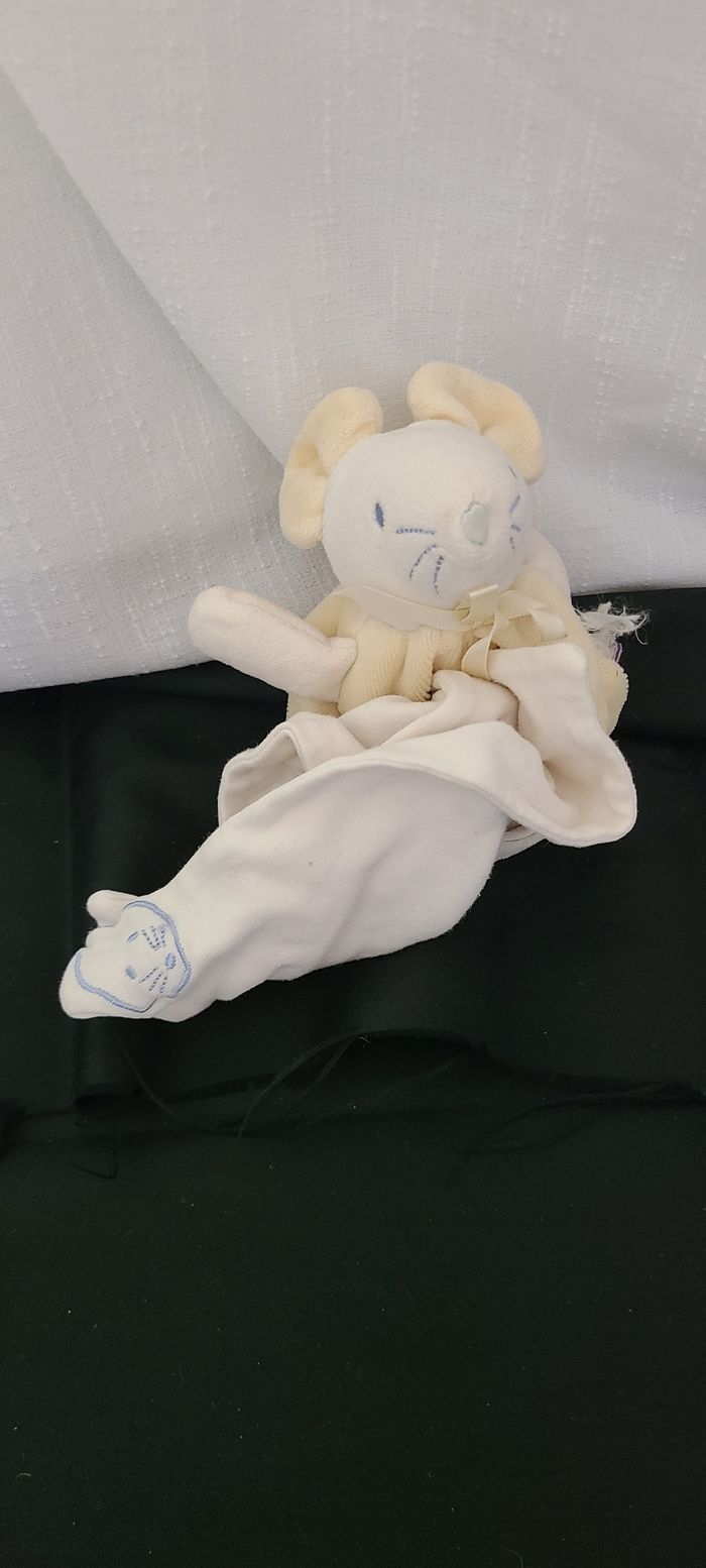 Doudou mouchoir souris SUCRE D'ORGE jaune vert 20 cm - photo numéro 5