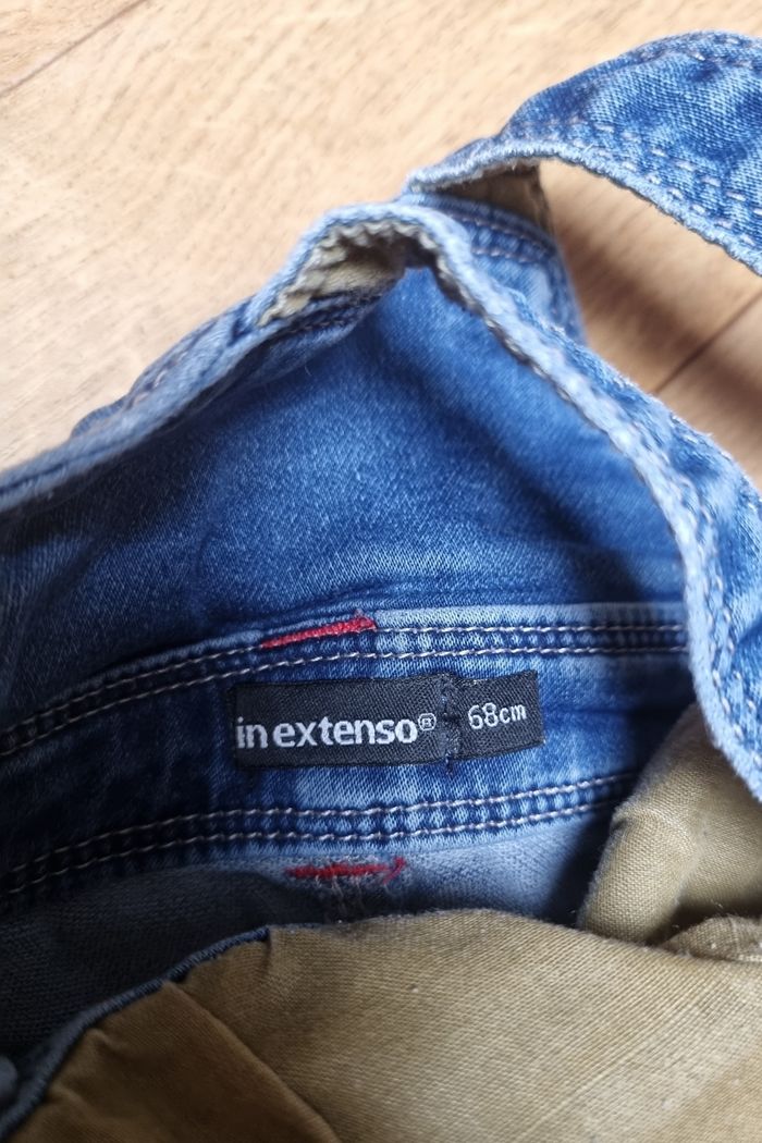 salopette en jean bleu in extenso garçon taille 6 mois 68cm - photo numéro 2