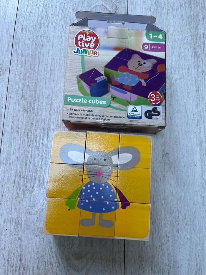 Puzzle cube bois 4 en 1  4 modèles  Playtive Junior  1-4 ans 9 pièces - photo numéro 4