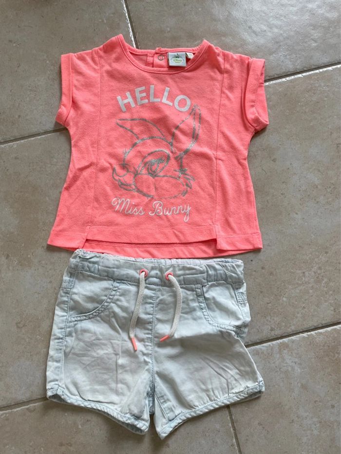 ensemble t-shirt manches courtes et short 9 mois