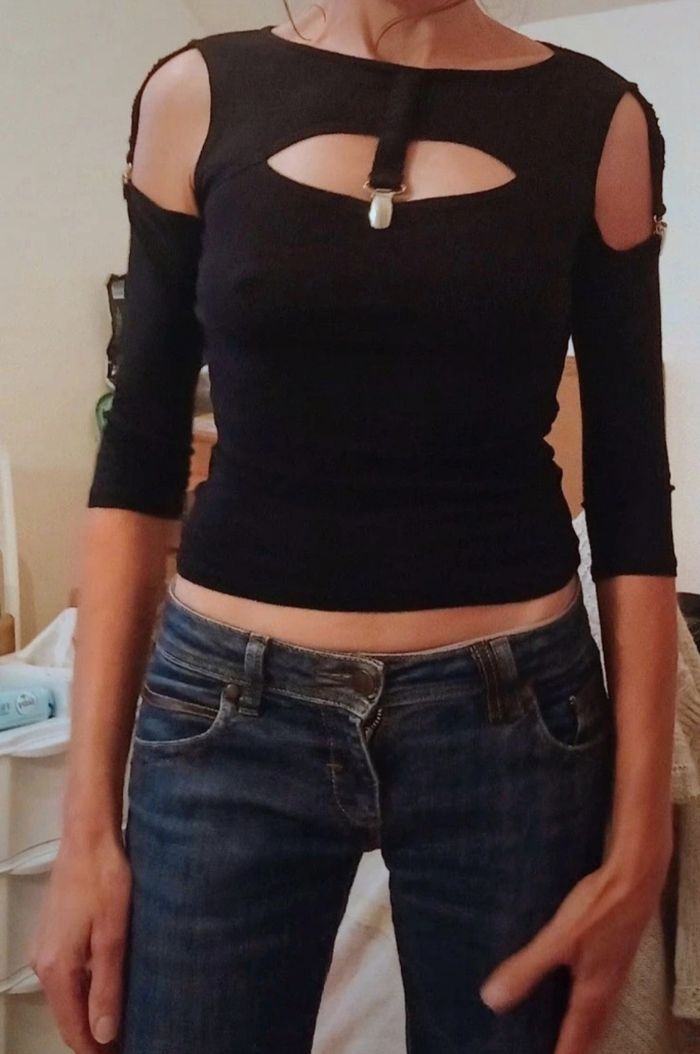 Tee Shirt manches 3/4 épaules dénudées taille S/36 Jennyfer - photo numéro 6