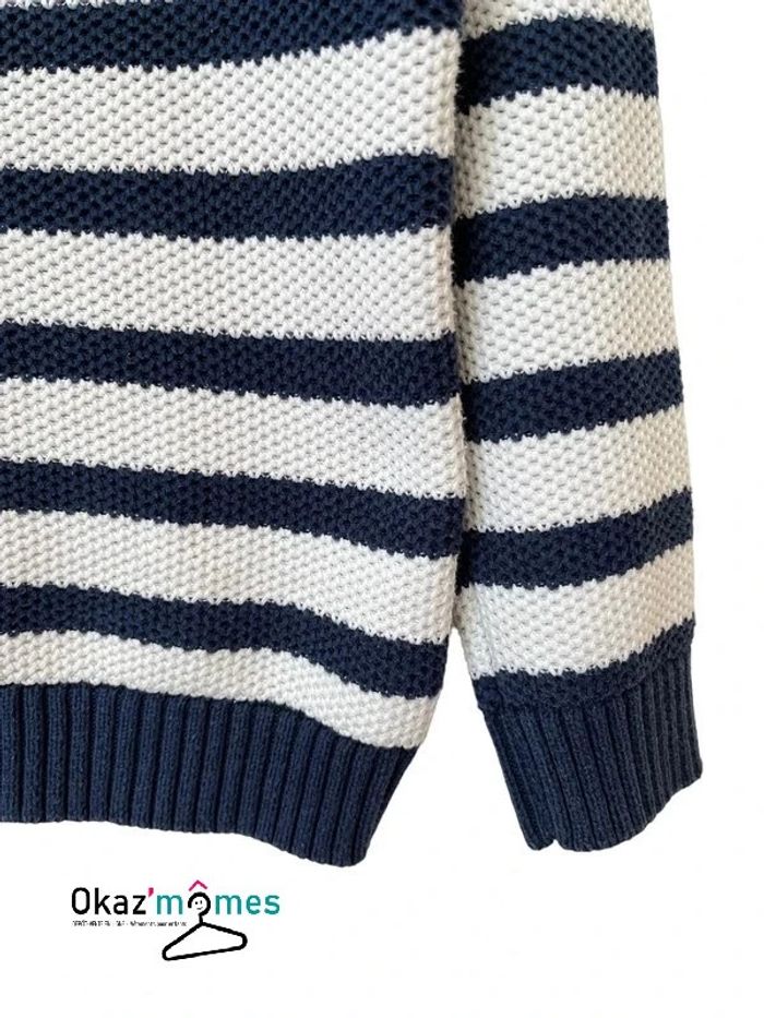 Pull rayé à grosse maille coton bleu marine et blanc - Orchestra 8 ans - photo numéro 8