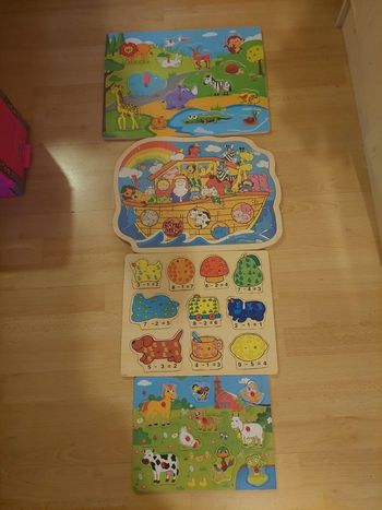 Lot 4 puzzles en bois thème animaux/jungle/ferme/arche de Noë BE 🧩