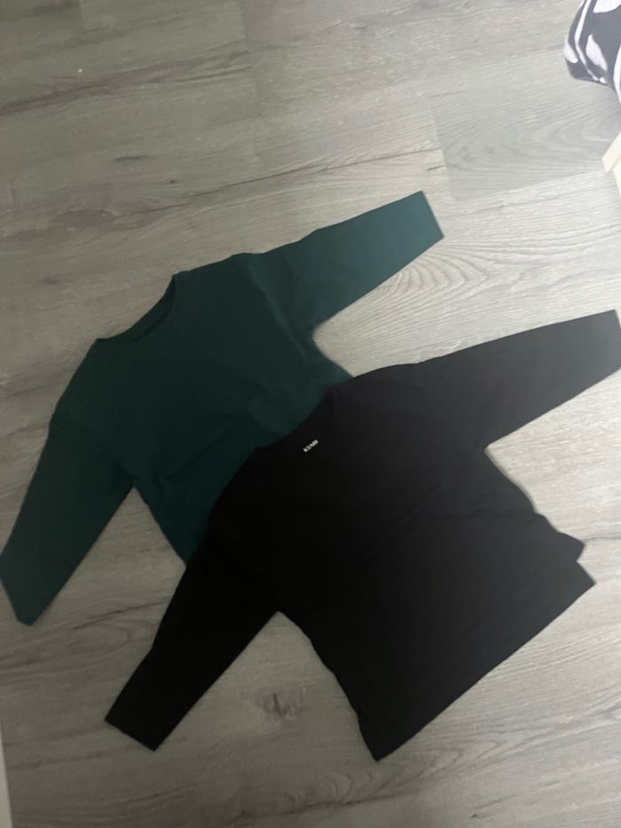 Lot de 2 t shirts à manches longues noir et bleu fille 3 ans - photo numéro 2