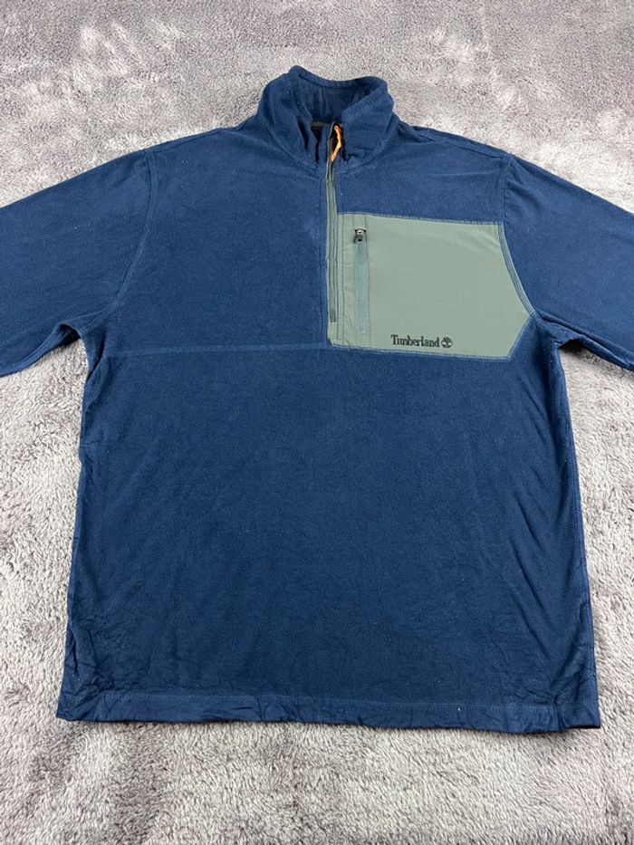Pull de sport Polaire Timberland Zip Col Camionneur – Bleu Marine & Gris – Taille L - photo numéro 6