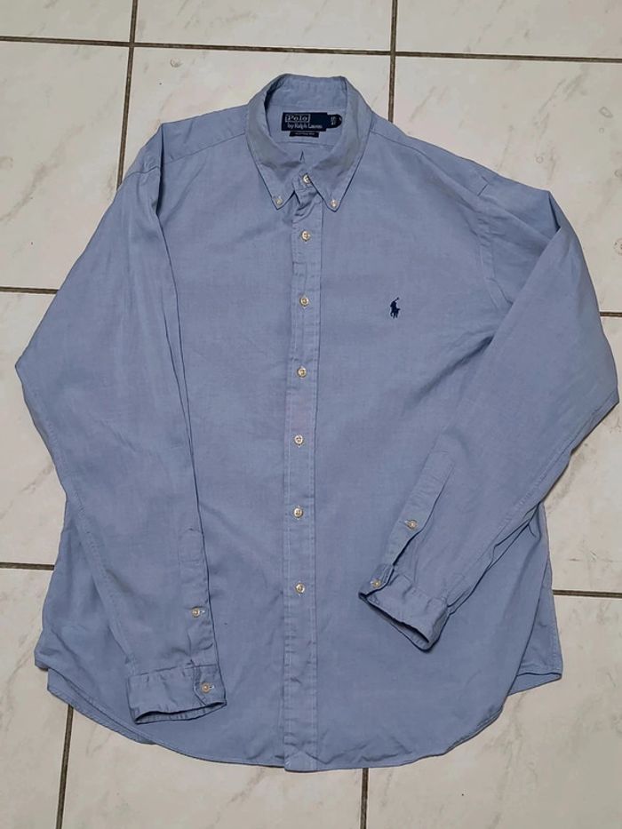 Chemise Ralph Lauren Custom Fit Bleu Clair Homme (Vintage / Y2K) - photo numéro 2